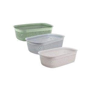 Hobby Life Nickel Rectangular Multipurpose Basket Ventilated Woven Design 26.5 x 15.2 x 8 cm Model 04 1292 Assorted Colors