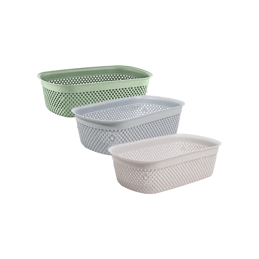 Hobby Life Nickel Rectangular Multipurpose Basket Ventilated Woven Design 26.5 x 15.2 x 8 cm Model 04 1292 Assorted Colors