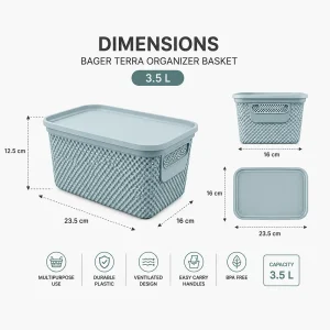Hobby Life Nickel Storage Box with Lid 3.5L, 23.6 x 17.2 x 14.7 cm Blue Gray2