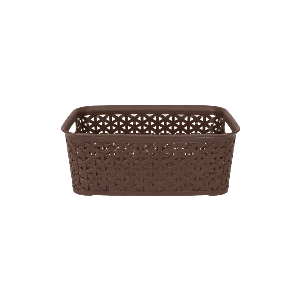 Hobby Life Rattan Practical Organizer Basket Ventilated Woven Design 3.3L Medium Dark Brown