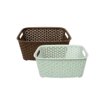Hobby Life Rattan Rectangular Storage Basket with Side Handles 4.7L 21 x 32 x 11 cm Model 04 1252 Brown & Mint Green