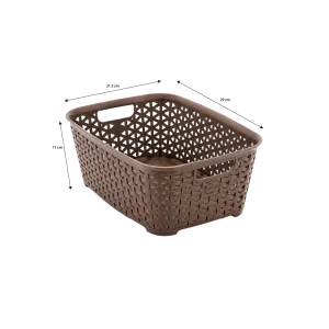 Hobby Life Rattan Rectangular Storage Basket with Side Handles 4.7L 21 x 32 x 11 cm Model 04 1252 Brown & Mint Green1