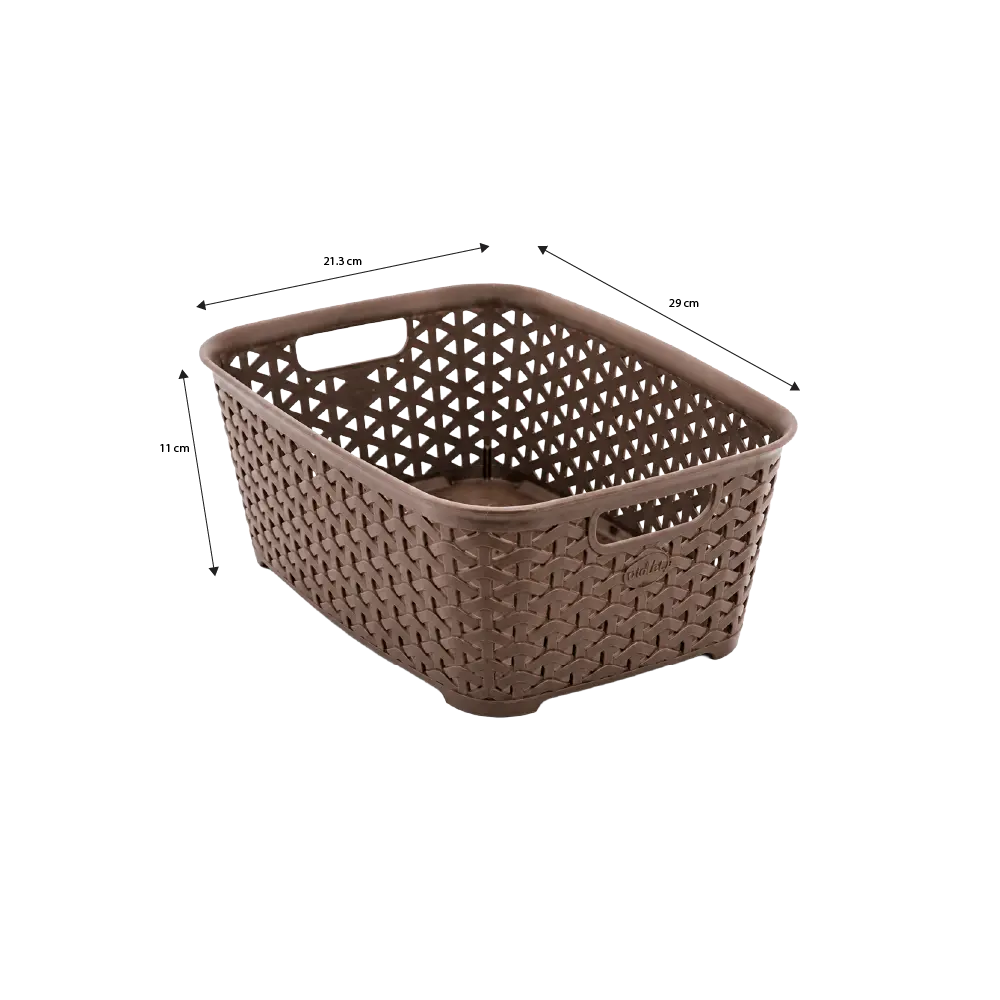 Hobby Life Rattan Rectangular Storage Basket with Side Handles 4.7L 21 x 32 x 11 cm Model 04 1252 Brown & Mint Green1