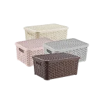 Hobby Life Rattan Storage Box with Lid & Side Handles 10L, 24 x 34 x 15.7 cm Model 04 1256 Assorted Colors