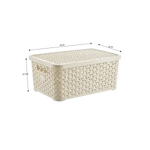 Hobby Life Rattan Storage Box with Lid & Side Handles 10L, 24 x 34 x 15.7 cm Model 04 1256 Assorted Colors1