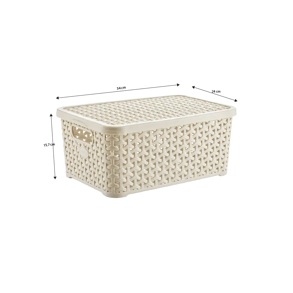 Hobby Life Rattan Storage Box with Lid & Side Handles 10L, 24 x 34 x 15.7 cm Model 04 1256 Assorted Colors1