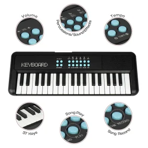 KING.DRM BD 370 Black Electronic Keyboard 37 Keys with Microphone1
