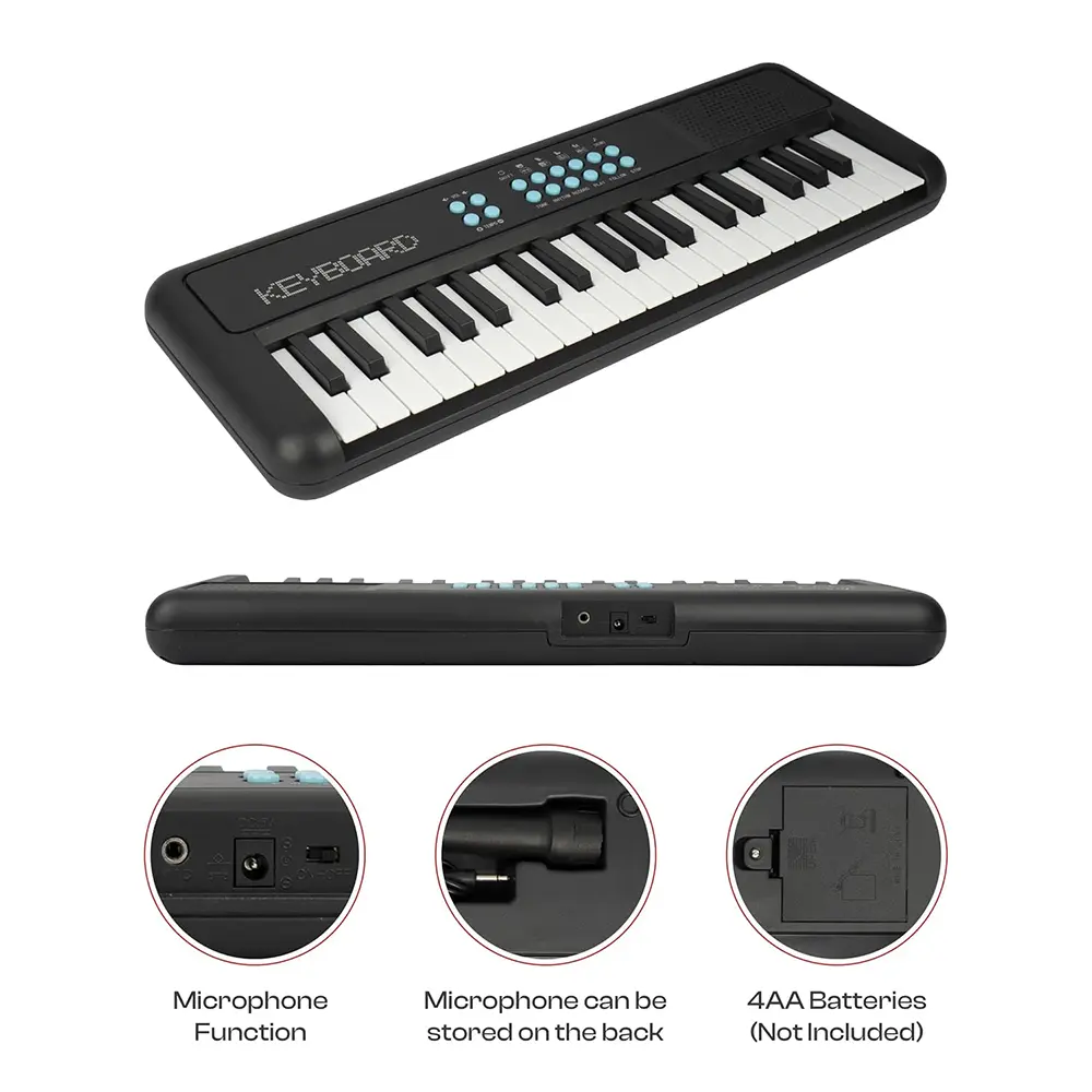 KING.DRM BD-370 Black Electronic Keyboard 37 Keys with Microphone 3