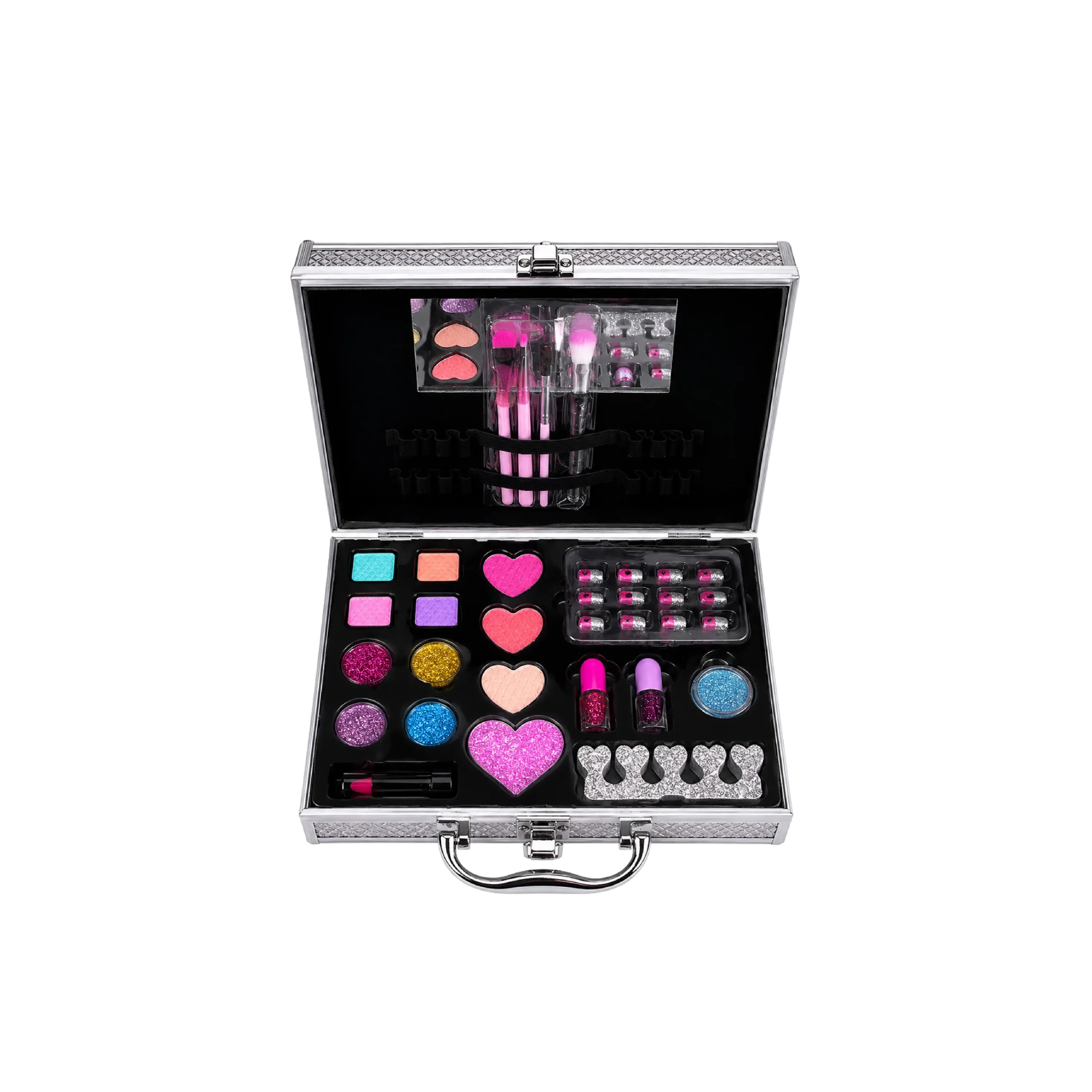 Labubu Kids Makeup Beauty World Carry Case Play Set with Pretend Cosmetics Silver1