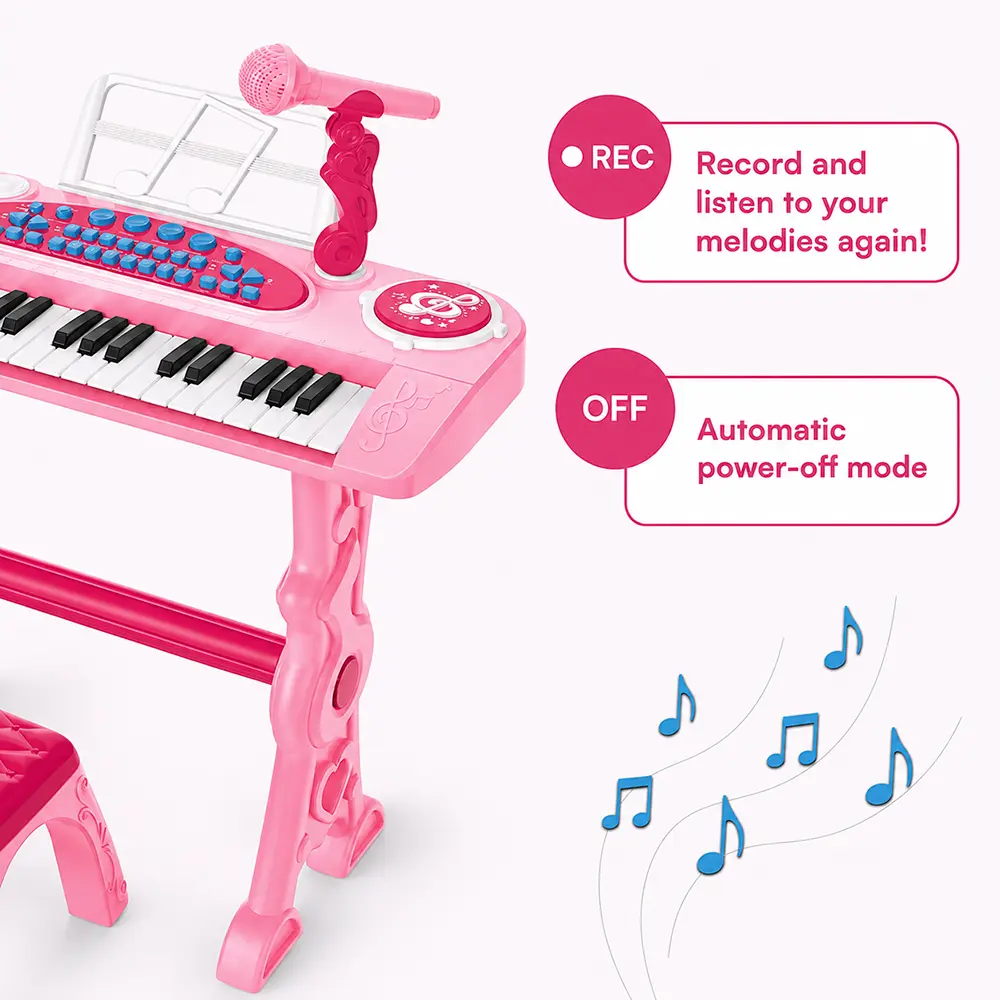 Lijin Kids Electronic Keyboard 37 Keys with Microphone & Stool 53cm Model 328-64 4