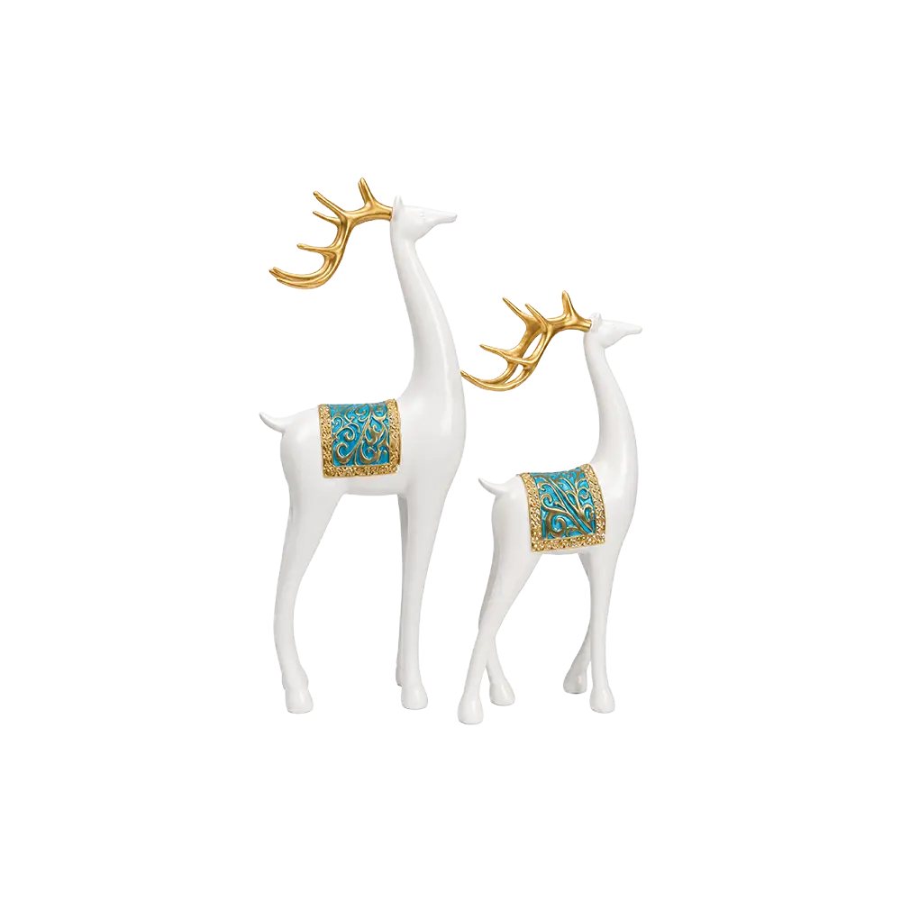 Luxury-Deer-Figurine-Set-Resin-Home-Decor-2-Pieces-White-Gold-&-Blue Luxury Deer Figurine Set Resin Home Decor 2 Pieces White Gold & Blue