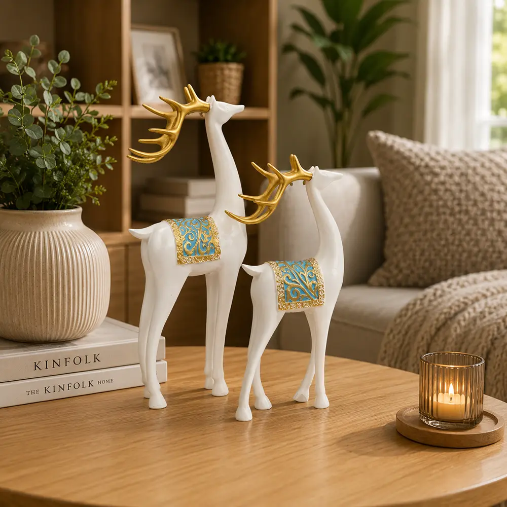 Luxury-Deer-Figurine-Set-Resin-Home-Decor-2-Pieces-White-Gold-&-Blue1 Luxury Deer Figurine Set Resin Home Decor 2 Pieces White Gold & Blue1