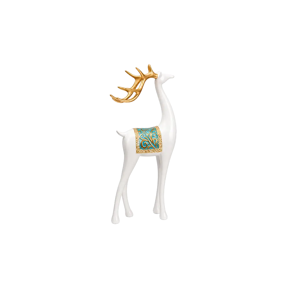Luxury-Deer-Figurine-Set-Resin-Home-Decor-2-Pieces-White-Gold-&-Blue2 Luxury Deer Figurine Set Resin Home Decor 2 Pieces White Gold & Blue2