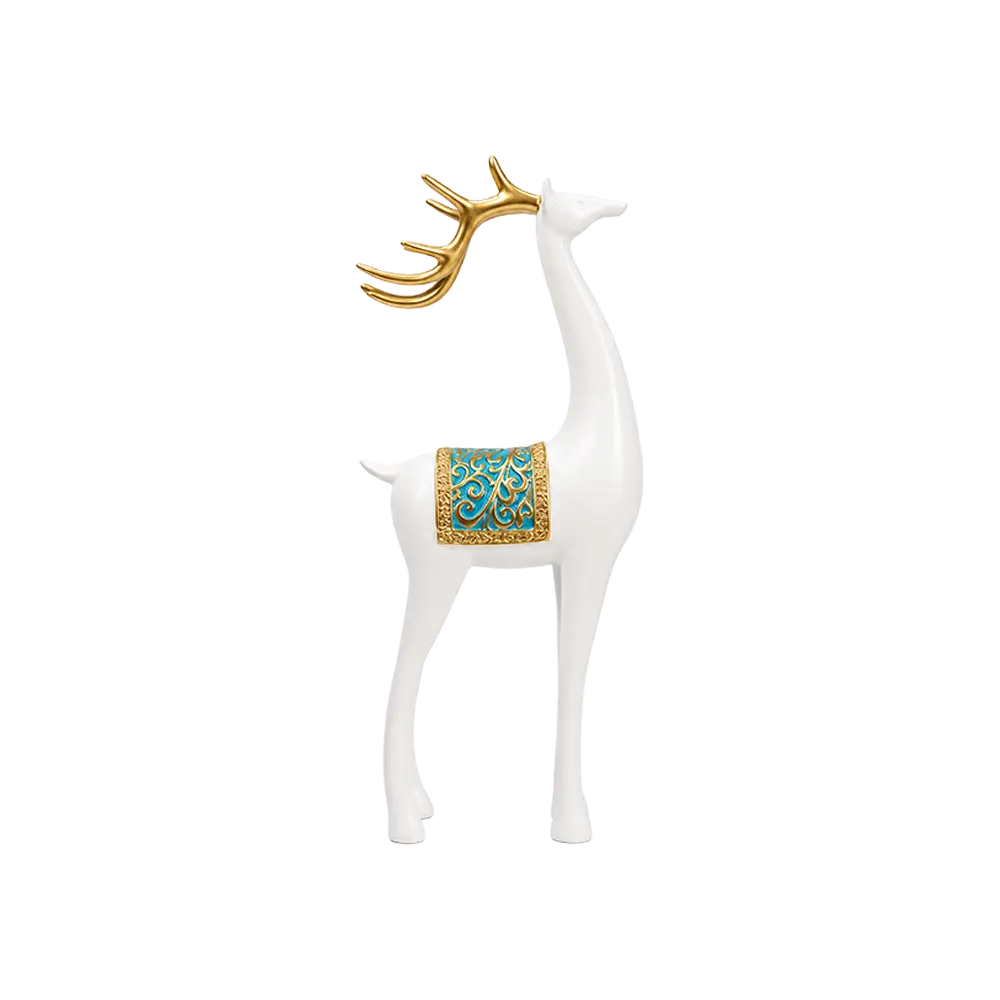 Luxury-Deer-Figurine-Set-Resin-Home-Decor-2-Pieces-White-Gold-&-Blue3 Luxury Deer Figurine Set Resin Home Decor 2 Pieces White Gold & Blue3