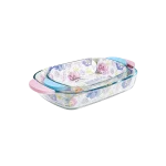 MOMAZ Glass Baking Dish Set with Silicone Handles 2 Pieces Transparent