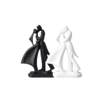 Modern Couple Figurine Romantic Resin Sculpture 30cm Decorative Ornament White & Black