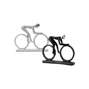 Modern Cyclist Decorative Figurine Abstract Bicycle Sculpture Rider Model Black & White