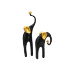 Modern Elephant Figurine Set Resin Home Decor 2 Pieces Black & Gold