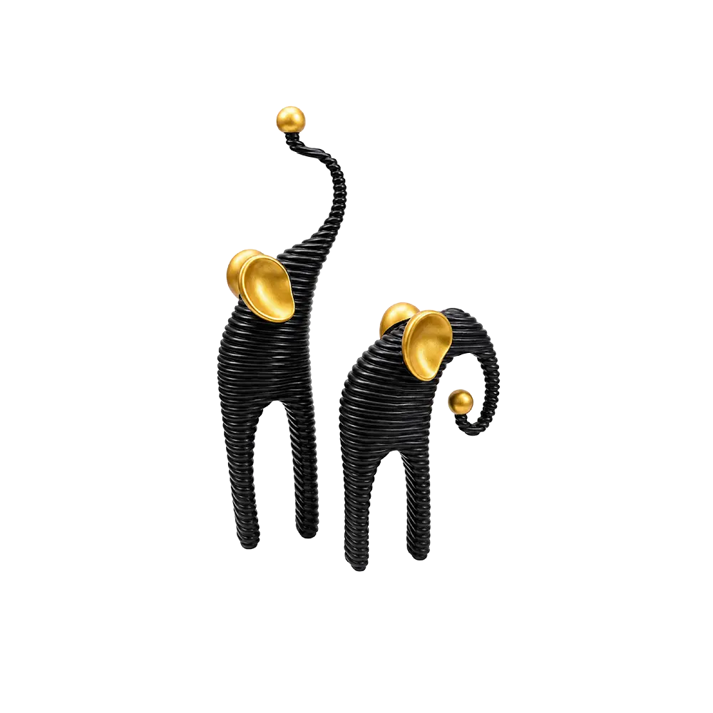 Modern-Elephant-Figurine-Set-Resin-Home-Decor-2-Pieces-Black-&-Gold Modern Elephant Figurine Set Resin Home Decor 2 Pieces Black & Gold