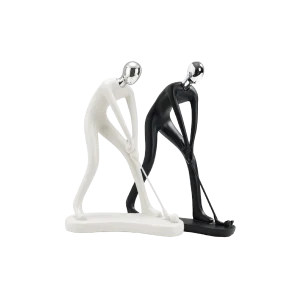 Modern Golfer Decorative Figurine Abstract Sports Sculpture Golfer Model Black & White