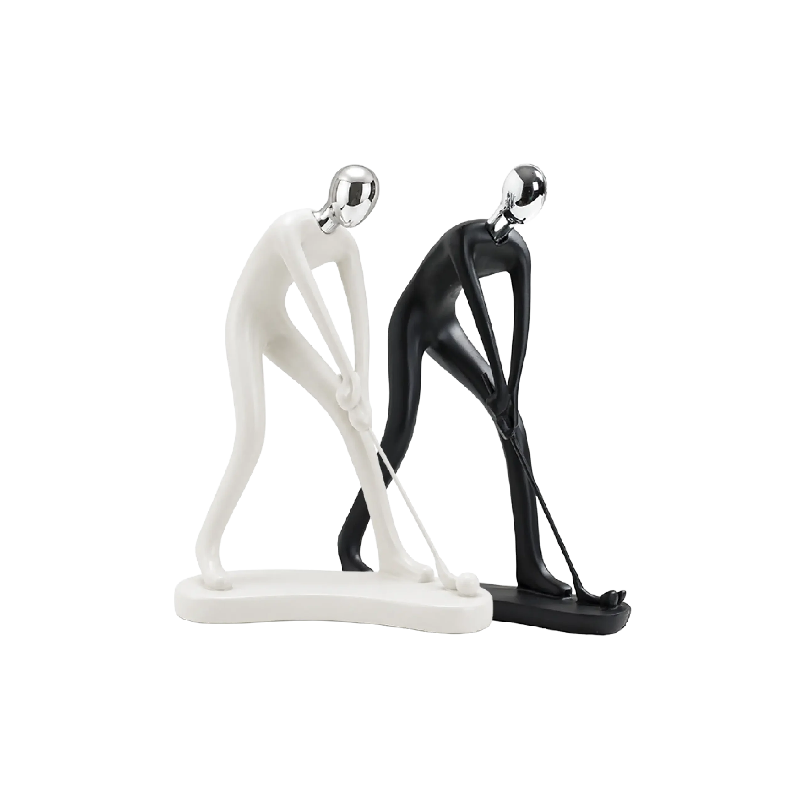 Modern Golfer Decorative Figurine Abstract Sports Sculpture Golfer Model Black & White