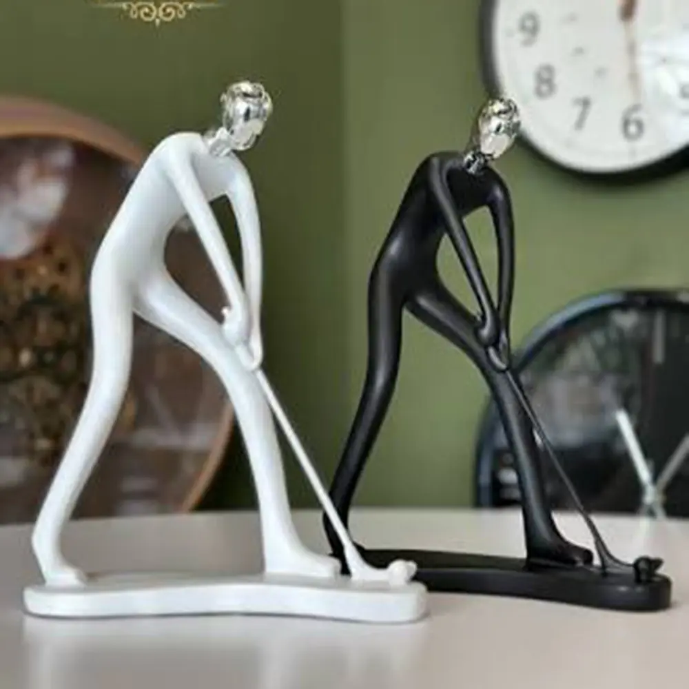 Modern Golfer Decorative Figurine Abstract Sports Sculpture Golfer Model Black & White1