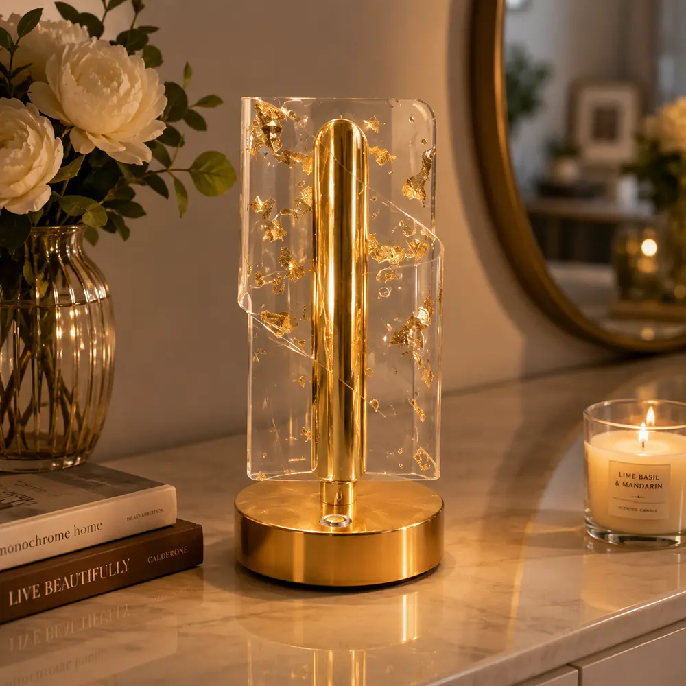 Modern LED Table Lamp Crystal Acrylic Night Light Gold 17cm1