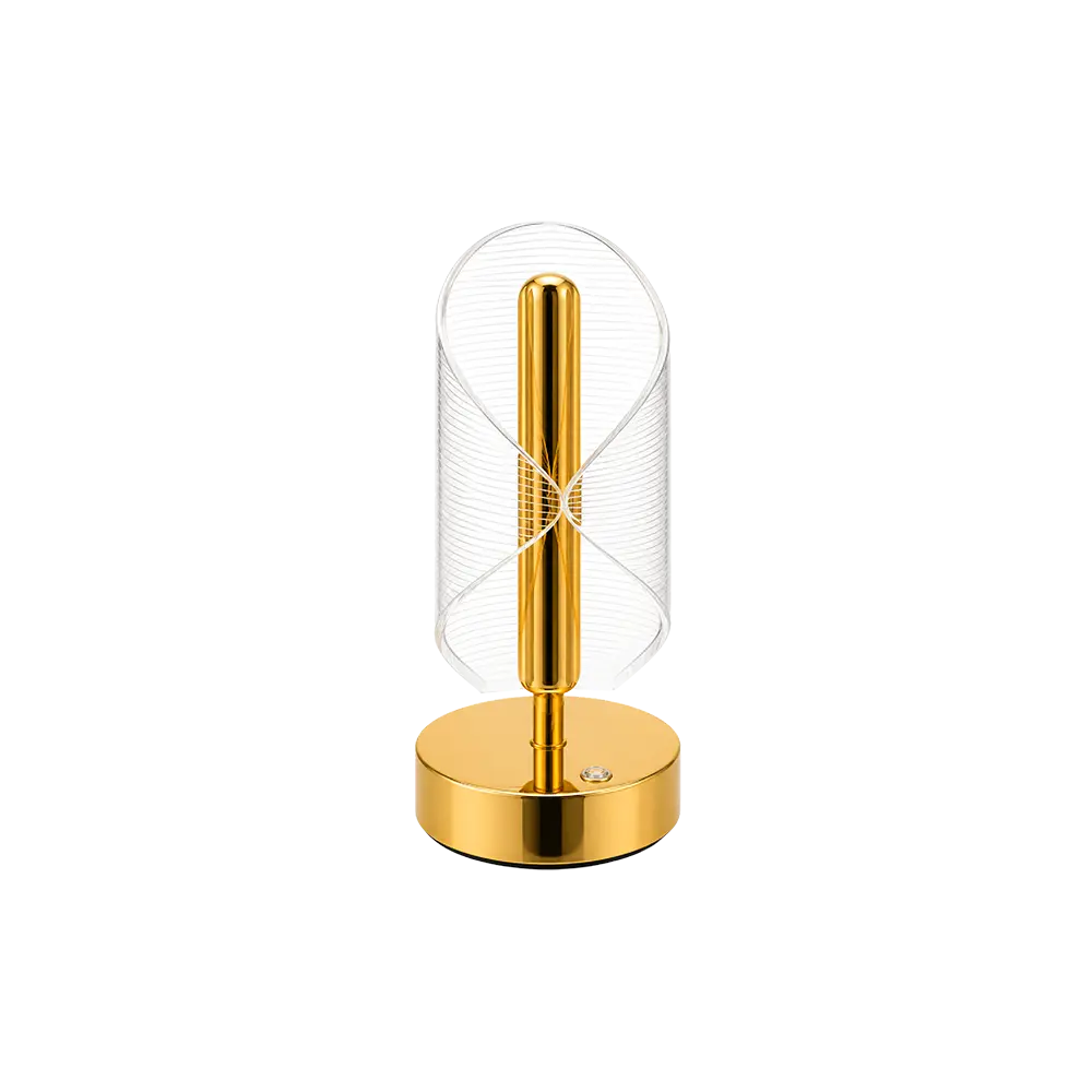 Modern LED Table Lamp Spiral Acrylic Night Light Gold 17cm