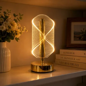 Modern LED Table Lamp Spiral Acrylic Night Light Gold 17cm1