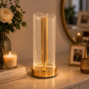 Modern LED Table Lamp Wave Acrylic Night Light Gold 17cm1