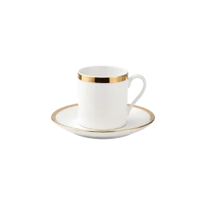 Momaz Porcelain 6pcs White Coffee Cup & Saucer Set with Golden Rim Professional Drinkware in Lebanon