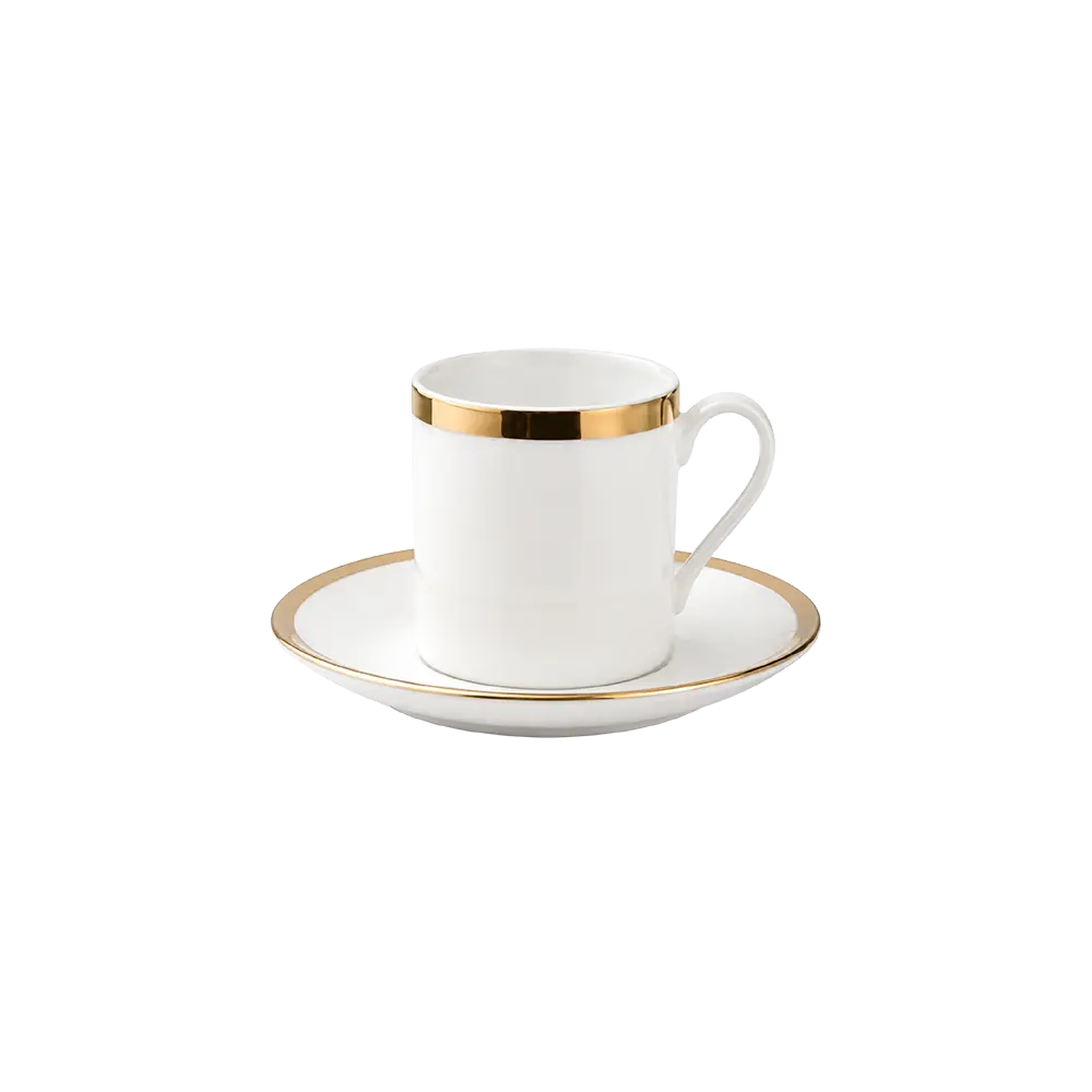 Momaz Porcelain 6pcs White Coffee Cup & Saucer Set with Golden Rim Professional Drinkware in Lebanon