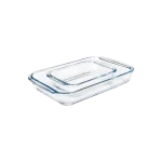 Momaz Pyrex Glass Baking Dish Set Borosilicate Oven Safe Bakeware 2 Pieces Transparent