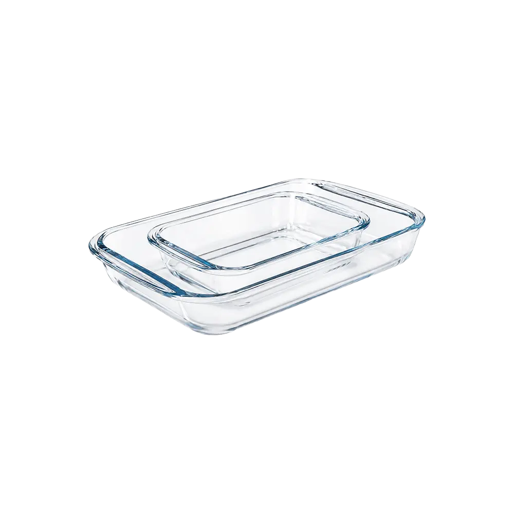Momaz Pyrex Glass Baking Dish Set Borosilicate Oven Safe Bakeware 2 Pieces Transparent