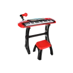 My Music World Kids Red & Black Electronic Piano Keyboard 37 Keys with Microphone & Stool