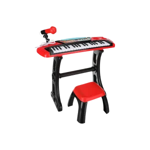 My Music World Kids Red & Black Electronic Piano Keyboard 37 Keys with Microphone & Stool