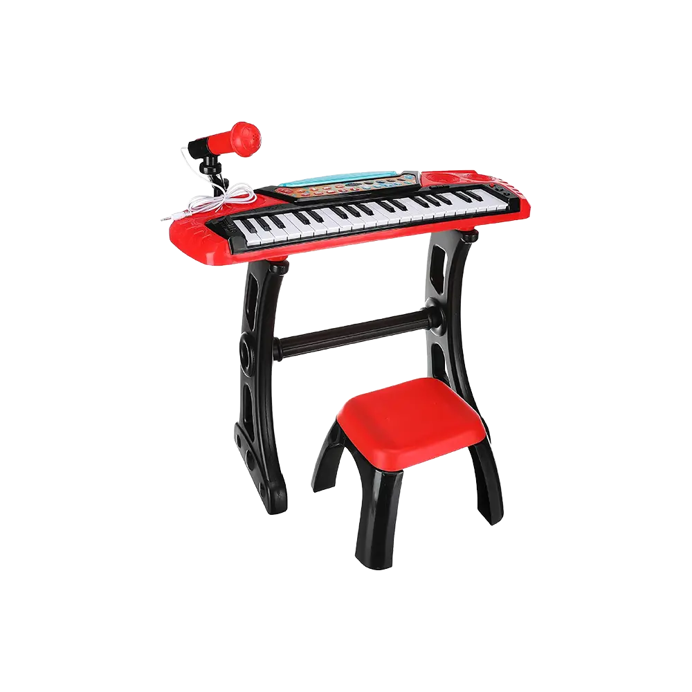 My Music World Kids Red & Black Electronic Piano Keyboard 37 Keys with Microphone & Stool