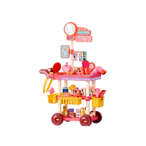 Playhouse Pink Kids Jewelry Cart 68PCS Beauty Makeup Play Set