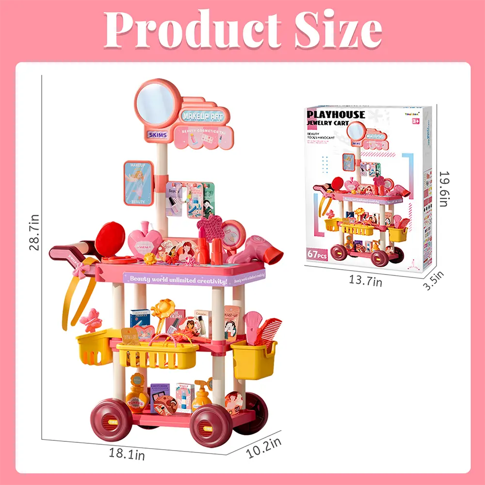 Playhouse-Pink-Kids-Jewelry-Cart-68PCS-Beauty-Makeup-Play-Set1 Playhouse Pink Kids Jewelry Cart 68PCS Beauty Makeup Play Set1
