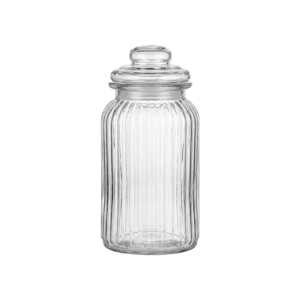 Ribbed Glass Storage Jar 1L with Glass Lid Professional Storageware in Lebanon