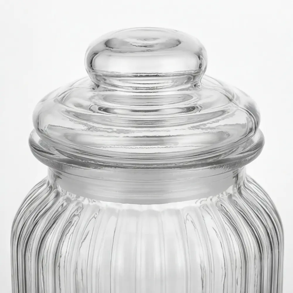 Ribbed Glass Storage Jar 1L with Glass Lid Professional Storageware in Lebanon2