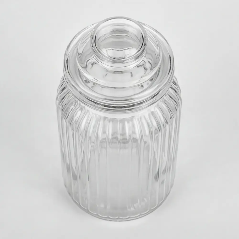 Ribbed Glass Storage Jar 1L with Glass Lid Professional Storageware in Lebanon3