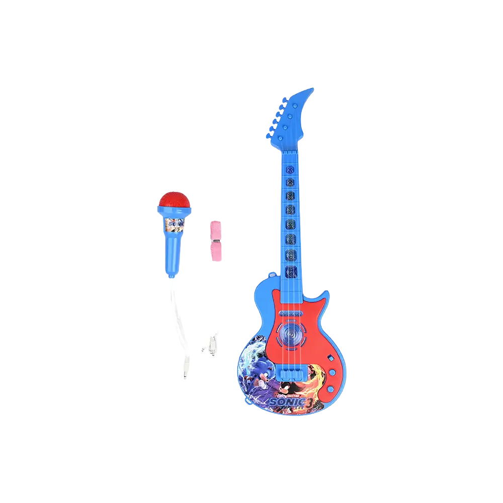 Sonic 3 Kids Blue & Red Musical Guitar 58cm with Microphone & Led Light