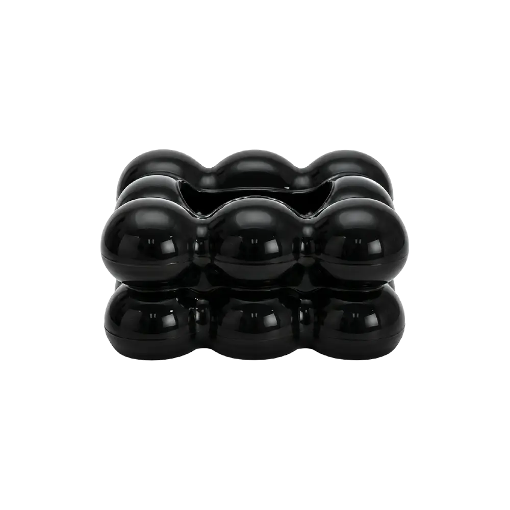 Spring-Loaded-Tissue-Box-Rear-Refill-Access-Standard-Size-Bubble-Model-Glossy-Black Spring Loaded Tissue Box Rear Refill Access Standard Size Bubble Model Glossy Black