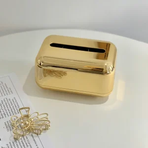 Tissue Box Bottom Refill Opening Standard Size Rounded Rectangular Model Silver & Rose Gold1