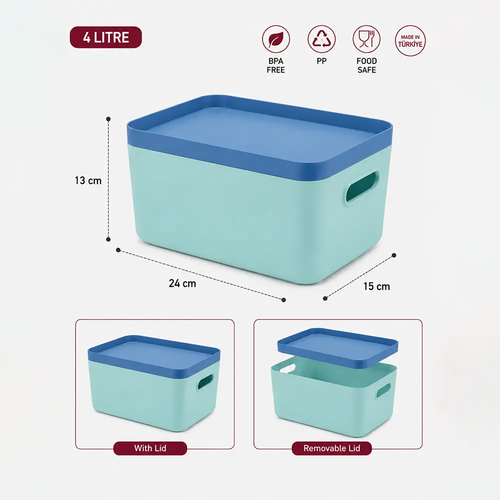 Voce Nordic 4L Multipurpose Organizer Box with Lid VC