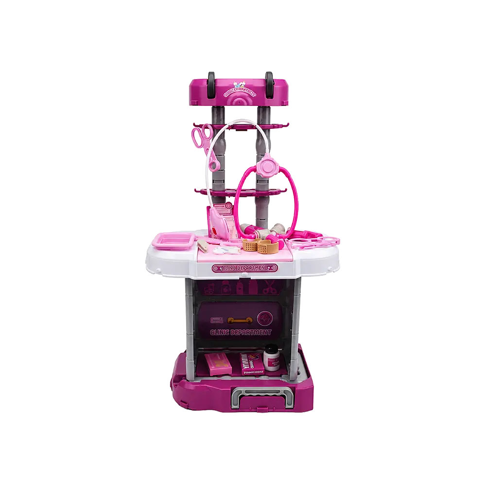 Wandalong 3 in 1 Purple & Pink Kids Medical Table & Suitcase Play Set–40 Pieces–Model W087A