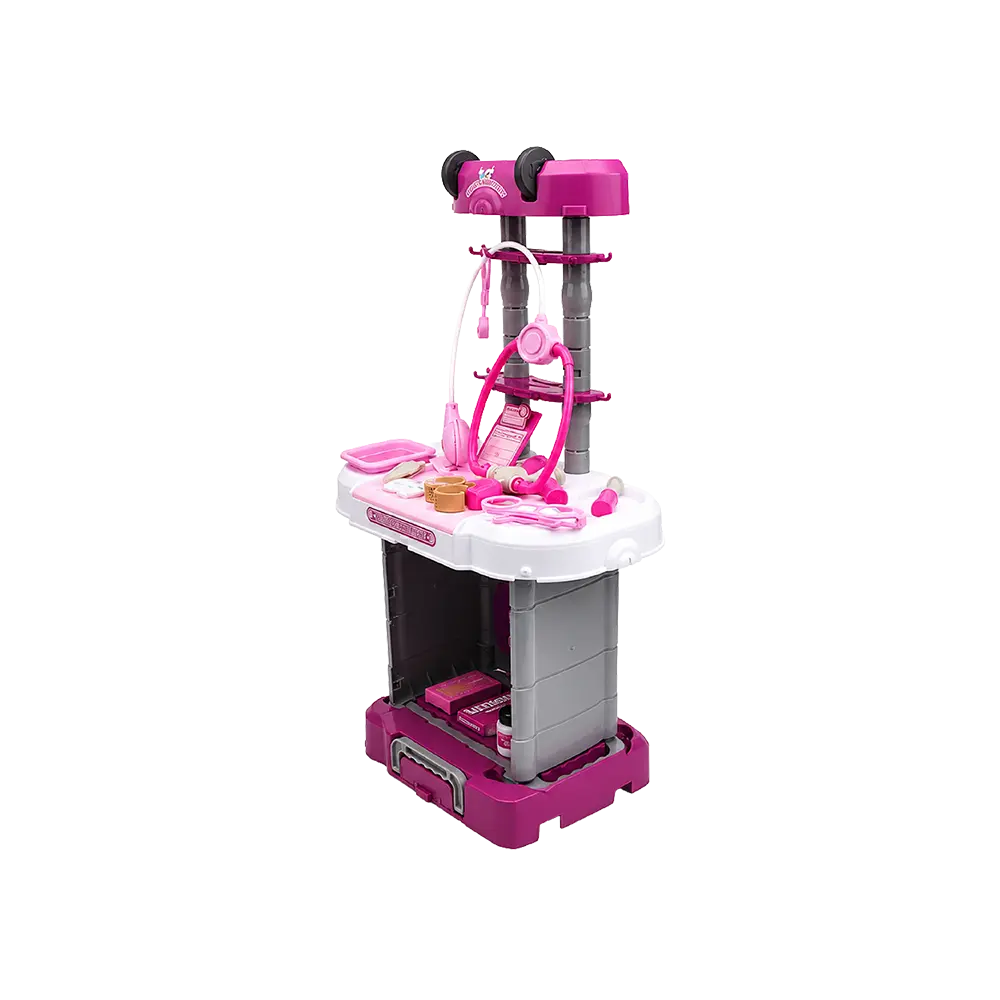 Wandalong 3 in 1 Purple & Pink Kids Medical Table & Suitcase Play Set–40 Pieces–Model W087A1