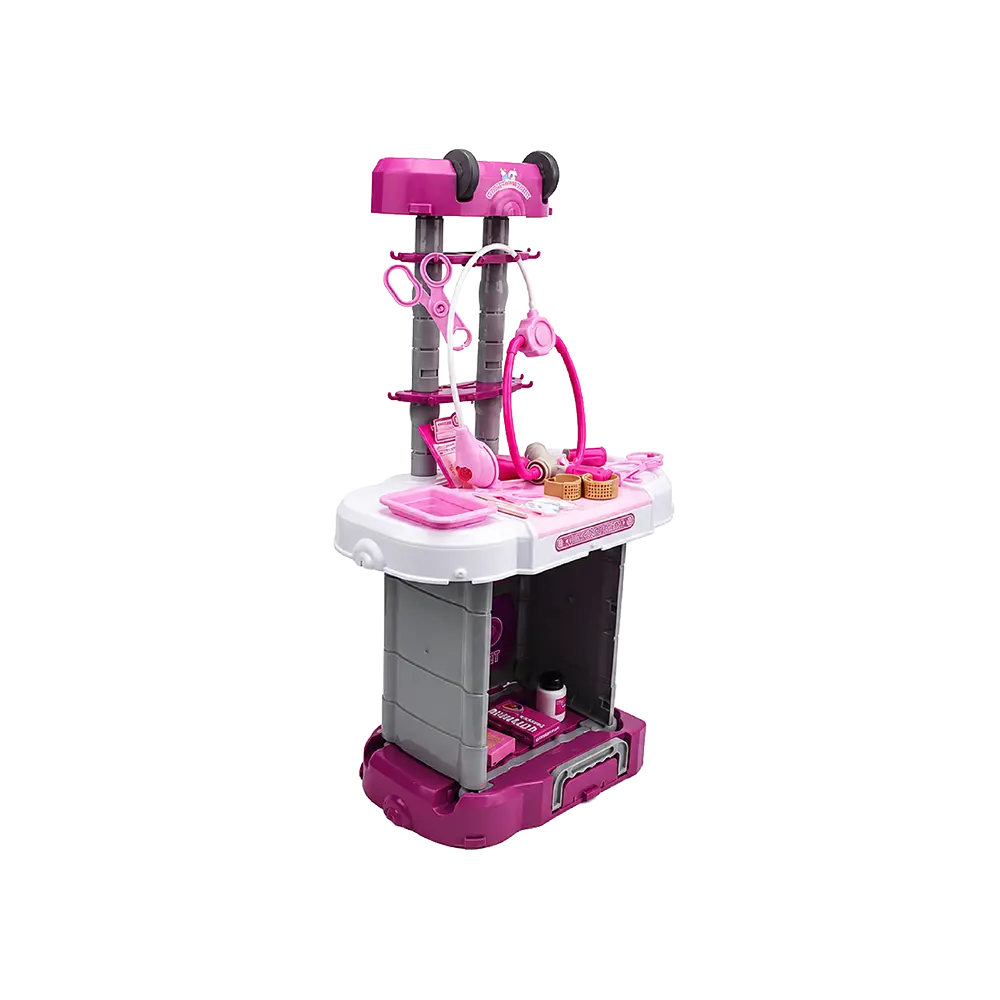 Wandalong 3 in 1 Purple & Pink Kids Medical Table & Suitcase Play Set–40 Pieces–Model W087A2