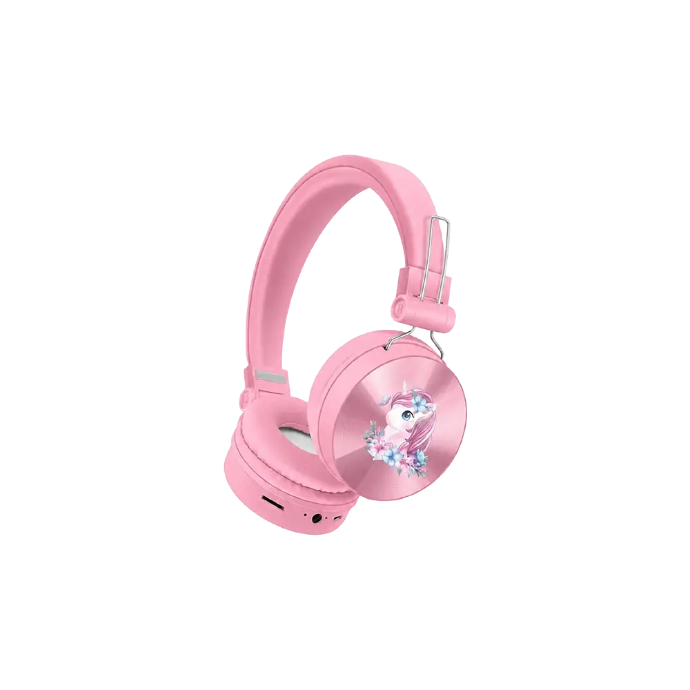 Wireless Bluetooth 40mm GA-208k Headphones Pink Unicorn Design